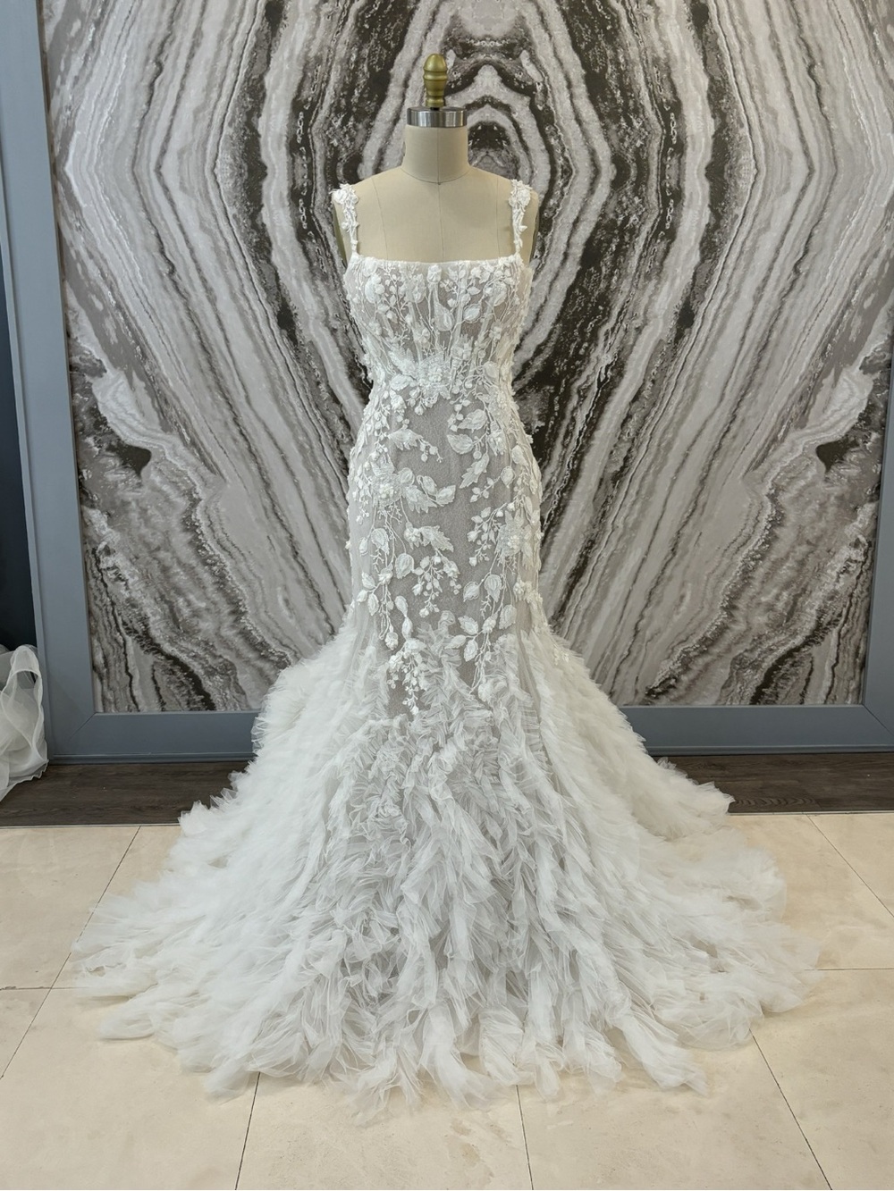 Martina Liana White Floral Lace Mermaid Bridal Gown